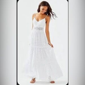 Lilly Pulitzer White Eyelet Melody Maxi Dress Size 14